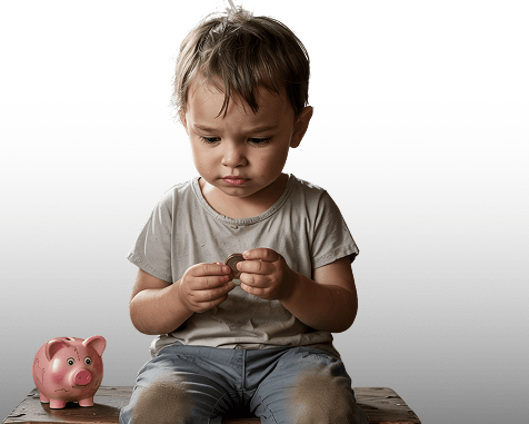 Pénzzel játszó gyermek