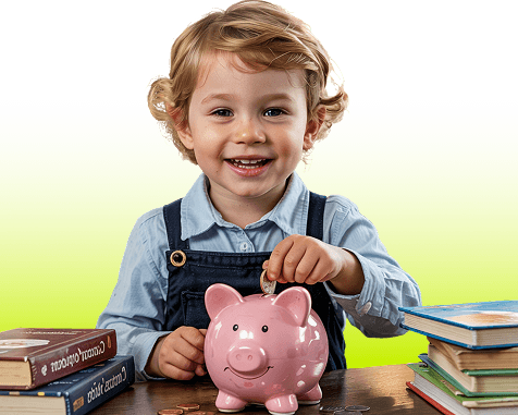 Pénzzel játszó gyermek